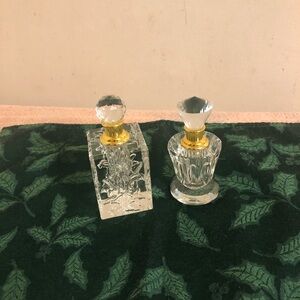 Beautiful Heavy Cut Glass Perfume Bottles With Glass Daubers
